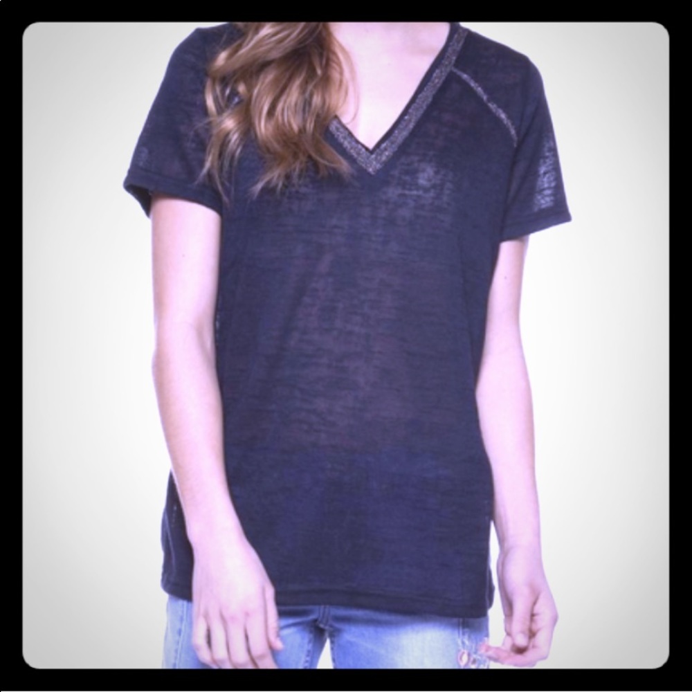 NWT Navy Blue T Shirt With Gold Trim